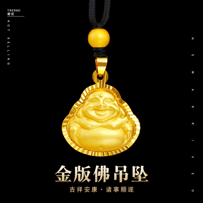 Liontin Emas Asli Kadar 375 Desain Buddha Guanyin Untuk Pria Dan Wanita