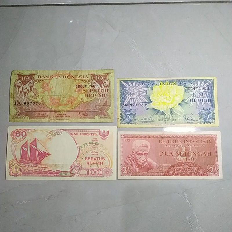 uang kuno indonesia borongan 4 lembar/ uang lama / uang koleksi