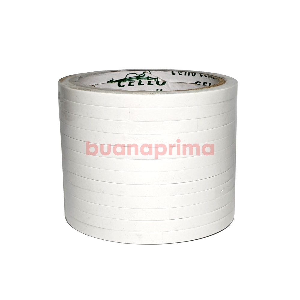 

Double Tape Cello 6 mm x 8 Meter per 12 pcs Perekat 2 Sisi Double Side Tape 1/4 Inch