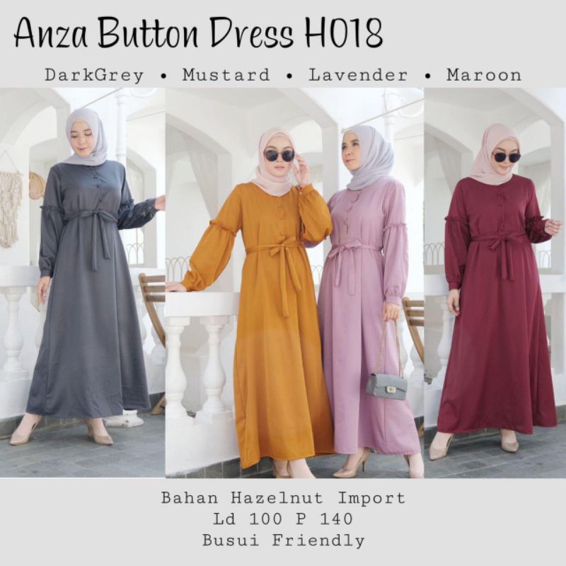 (BISA COD) ANZA BUTTON DRESS / DRESS PESTA