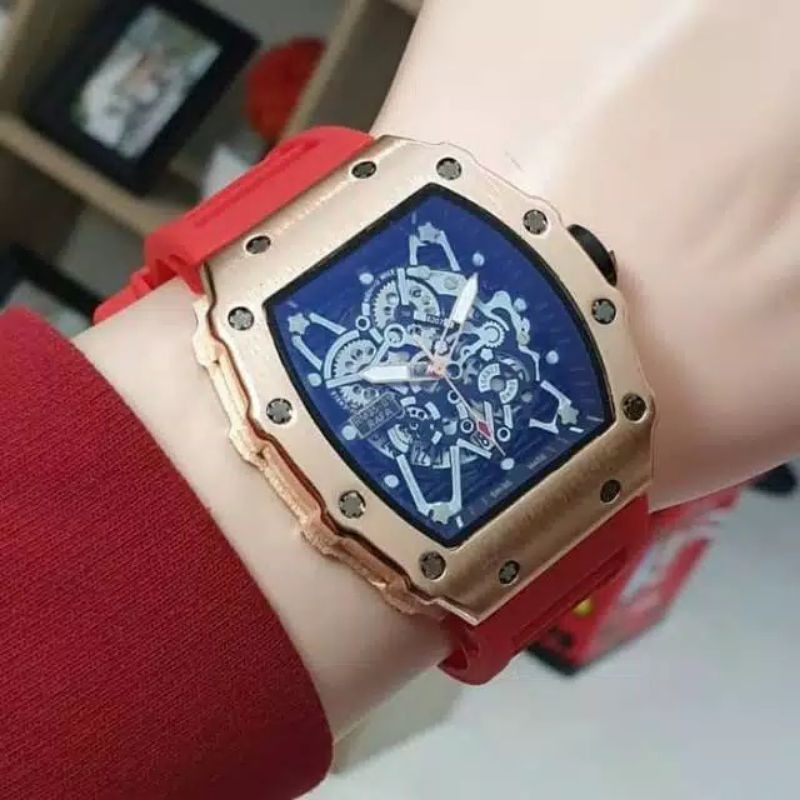 Jam Tangan Pria Richard Mile RM 6909 Strap Rubber Kualitas Premium Free Box Batre Cadangan Original