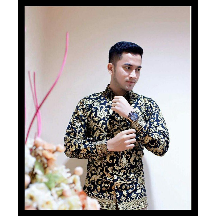 Kemeja Batik Pria Prada Bakung Emas | BATIK PEKALONGAN - Emas, M TERPERCAYA