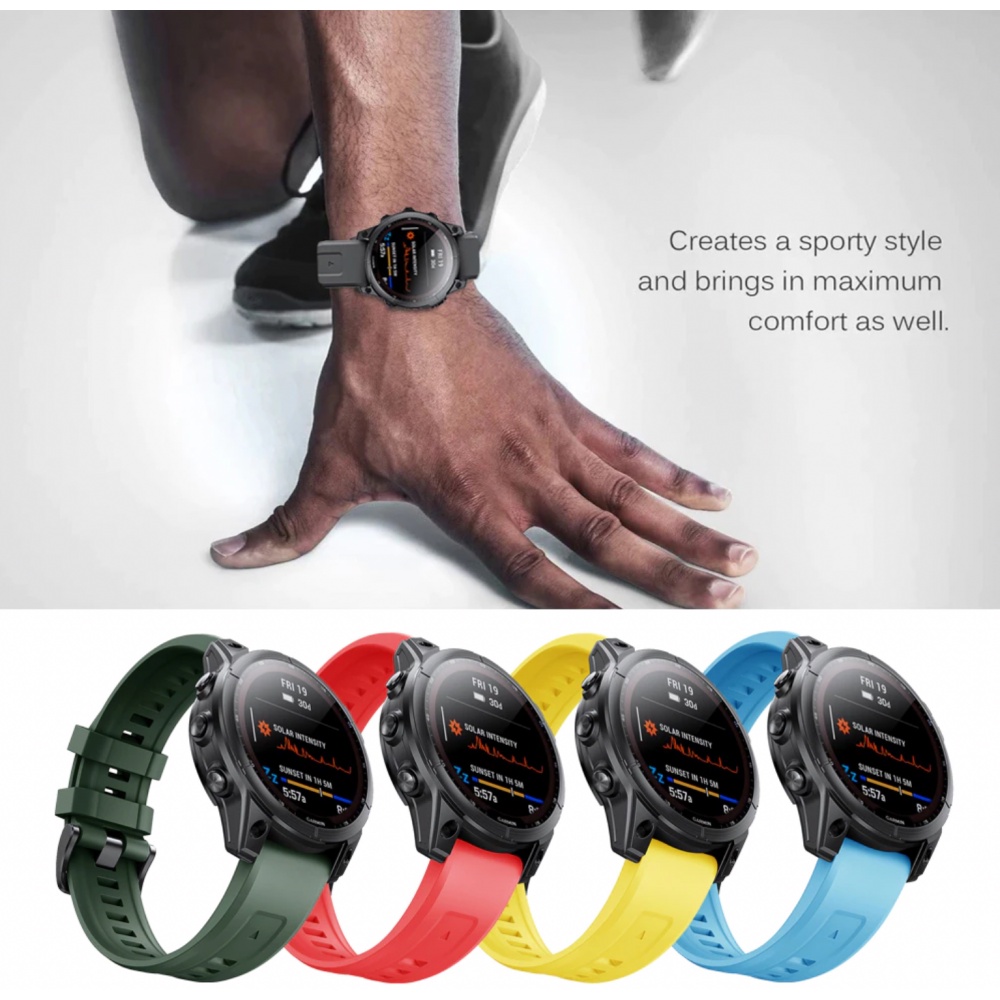 MF7 Strap Garmin Fenix 7x 51mm - Tali Jam Tangan Quick Fit 26mm Rubber Silikon Sporty