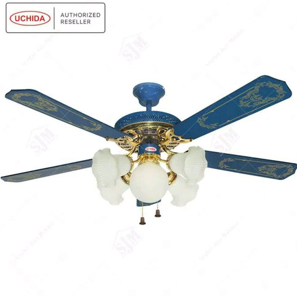 Ceiling Fan Uchida 52 inch 5 Lampu Uchida CF 114 (Biru)