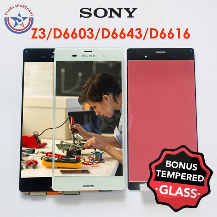 Sony  Lcd Xperia Z3 D6603 D6643 D6616 D6653  L55T Touchscreen Fullset - Hitam