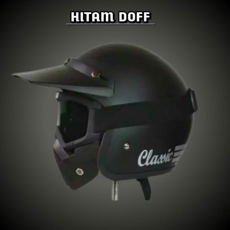 Helm Retro Bogo Goggle mask Topeng Trail Motocross Helem Classic Pria wanita Dewasa