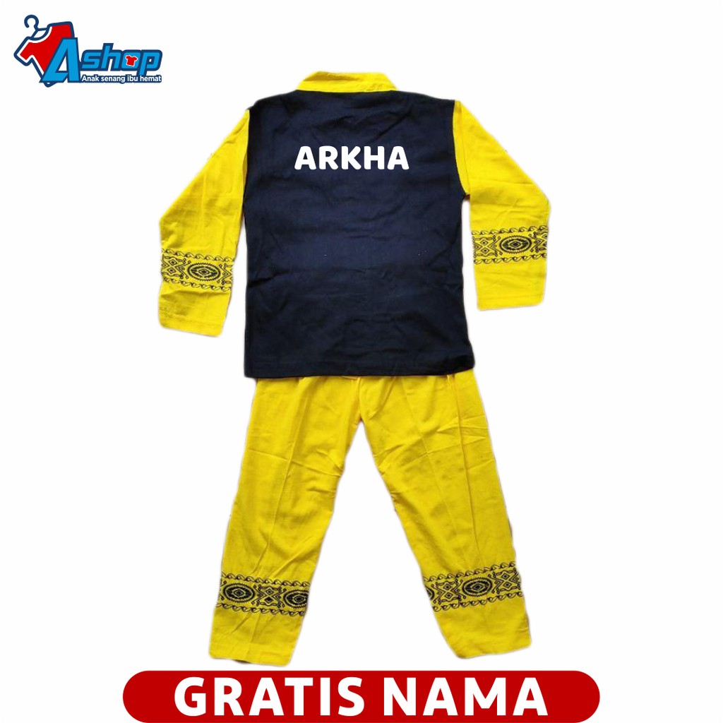 Baju Anak Setelan Muslim Motif Batik Kotak