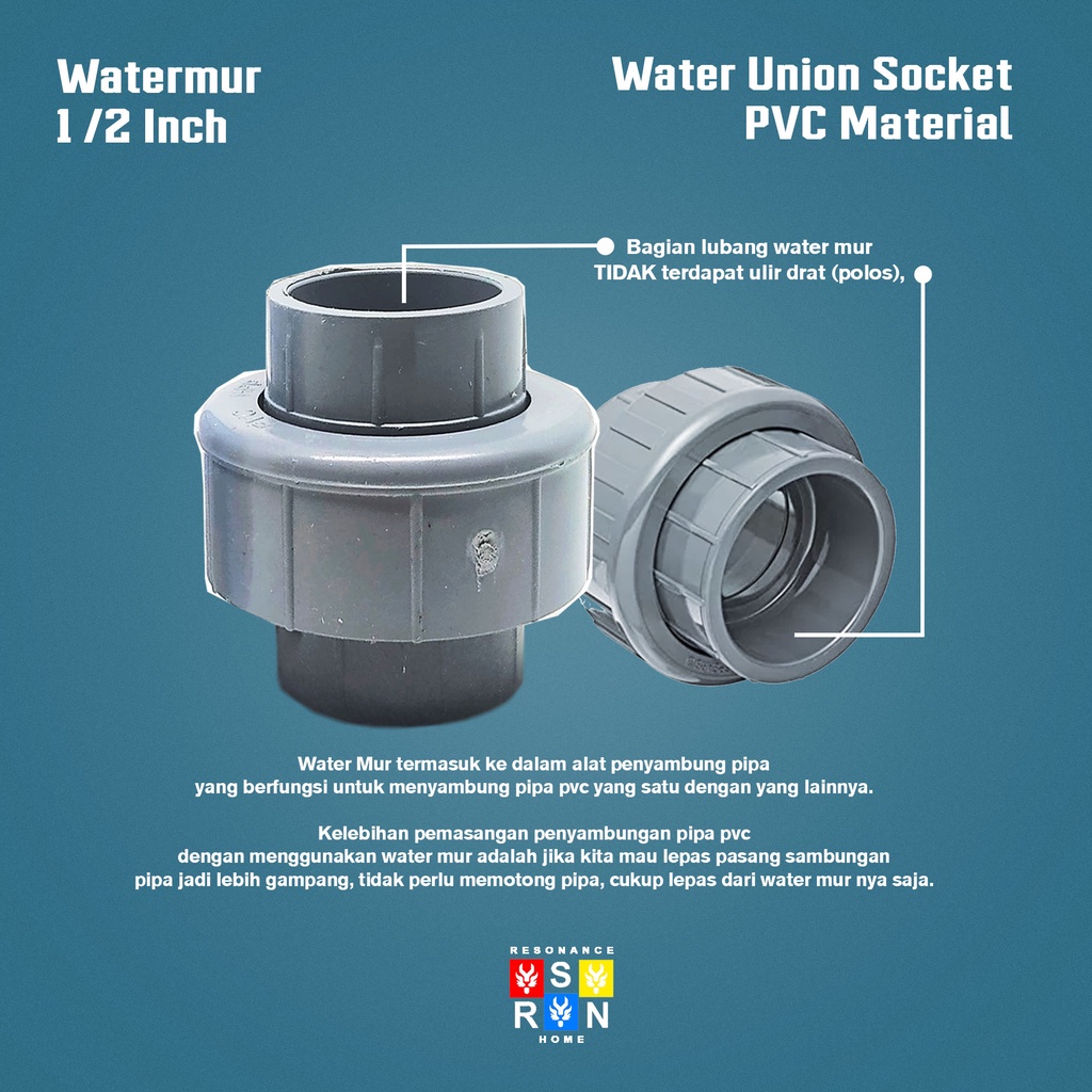 Watermur 1/2 Inci PVC Polos Resonance Home