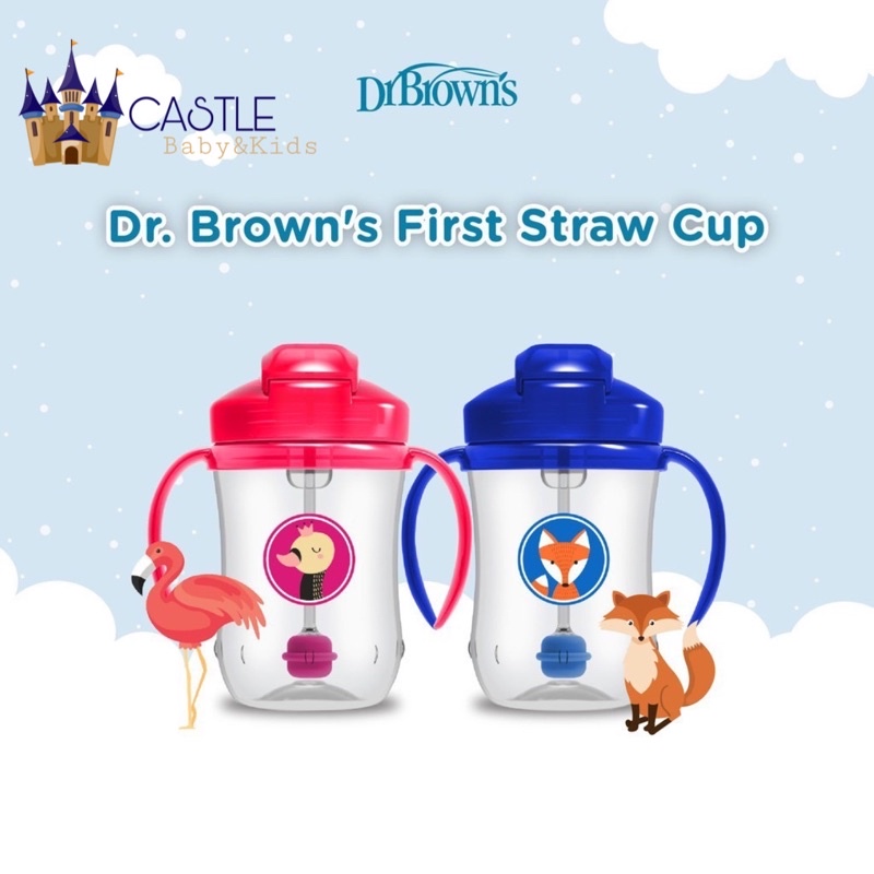 Castle - Dr. Browns Baby's First Straw Cup 270ml (91010) - Gelas Minum Bayi