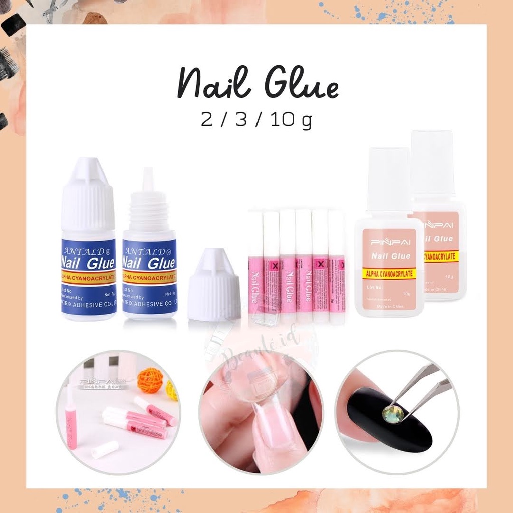 Nail Glue Lem Cair Perekat Kuku Palsu Manik Manik Aksesoris Kuku Penempel Perhiasan Cepat Kering Tahan Lama Berkualitas Pinpai Lem Untuk Manicure Nail Art Quick Dry 2/3/10 gram