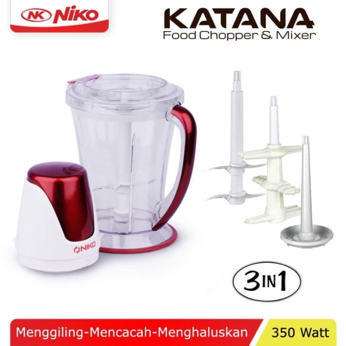 Niko Food Chopper + Mixer 2 L 3in1 KATANA Merah