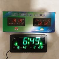 LED Digital Alarm /Jam Clock Alarm Meja Dinding 1008 Size 10x21cm Warna Biru Hijau