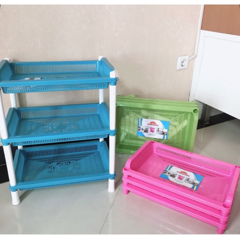 Rak Susun Plastik susun 3/Rak Serbaguna Plastik Sunrise susun 3