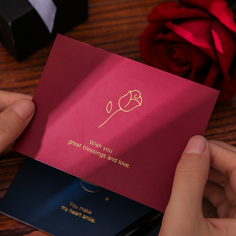 Creative Blank Bronzing Greeting Card with Envelope Christmas Party Blessing Words Card