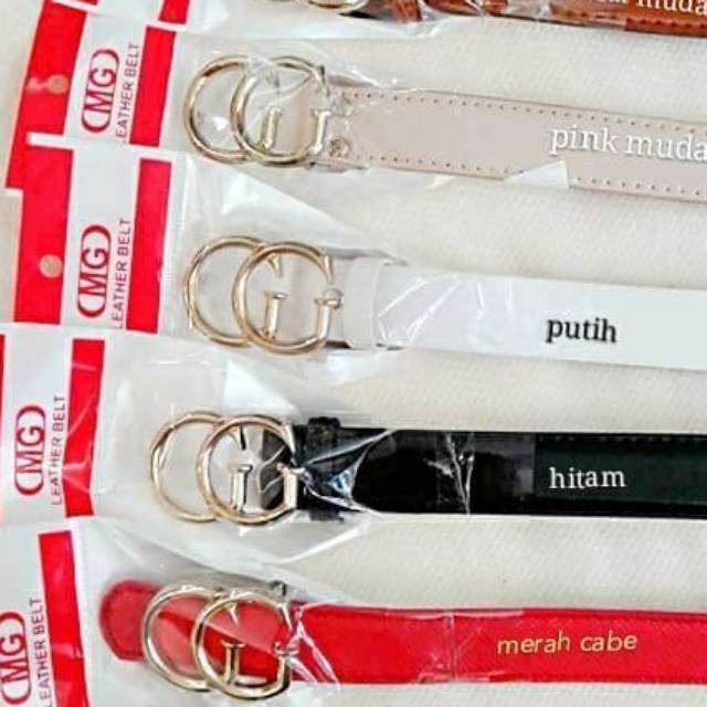Gesper wanita model GUCCI.sabuk ikat pinggang import-merah