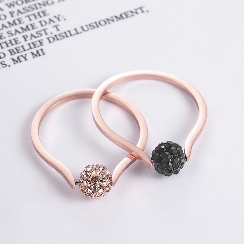 Cincin bola disko titanium korea fashion anti karat