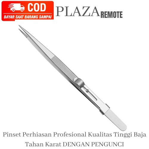 PINSET PENJEPIT Perhiasan / KOMPONEN ELEKTRONIK  Tahan Karat SLIDE LOCK STRAIGHT AND CURVED