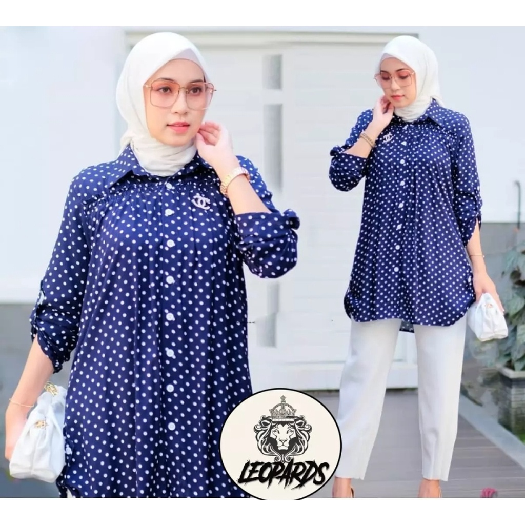 Tunik Motif Polkadot Size XL XXL XXXL XXXXL. Tunik Premium Tunik Murah Tunik Jumbo Pakaian Wanita  Baju Kasual Baju Santai Baju Formal Muslimah Atasan Ibu Menyusui Busui Termurah Terbaru Dan Kekinian Atasan Wanita Terlaris Bahan Adem Nyaman Katun Rayon.