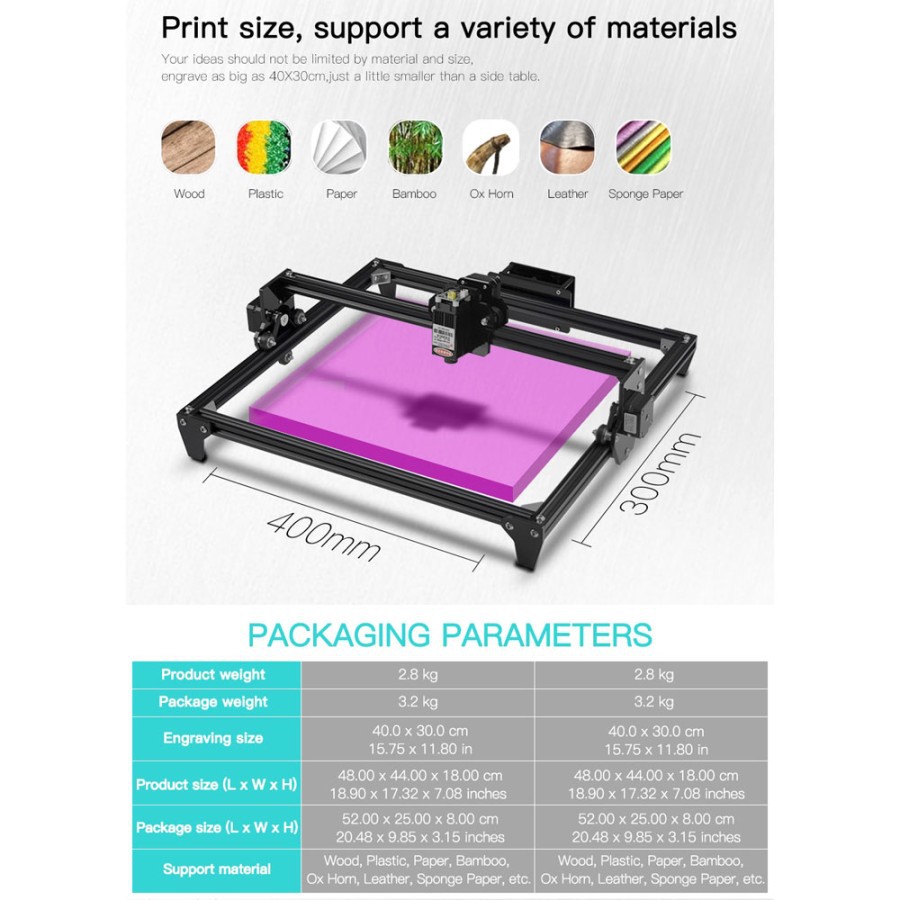 CNC Ukir Kayu Laser Engrave Engraving Kit DIY 2 Axis With Laser 2500mW