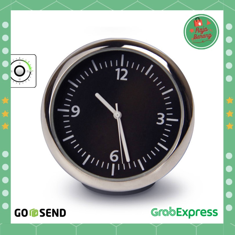 Aksesoris Interior Mobil - Dekorasi Mobil Jam Quartz Hitam