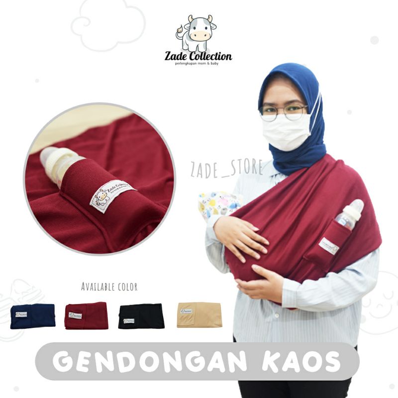 gendongan bayi kaos geos sling + Kantong zade collection gendongan instan samping catton geos bayi anti ribet