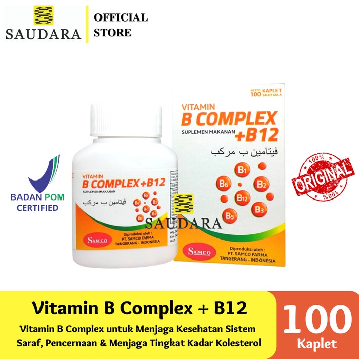 Jual Vitamin B Complex + B12 ( SAMCO ) BOTOL (100 Kapsul) (Botol ...