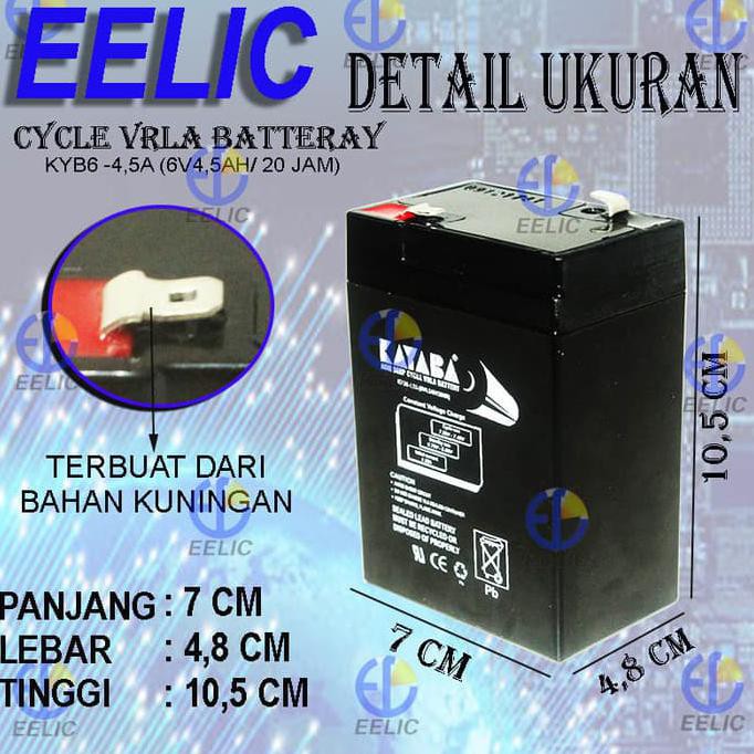 MANTAP EELIC AKI-6V4AH HITAM AKI KERING 6 Volt,4,5 AH UNTUK MENYUPLAI ARUS -