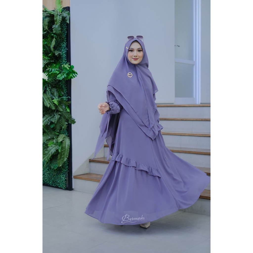 Gamis ceruty babydoll ayudia ori bermerks model terbaru rempel layer original set hijab syari ayudia putih polos haji umrah umroh ihram kain