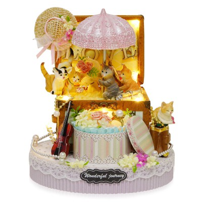 Import Terbaru Mainananak murah Handmade Dollhouse Miniature DIY Dolls House Kit Candy Cat