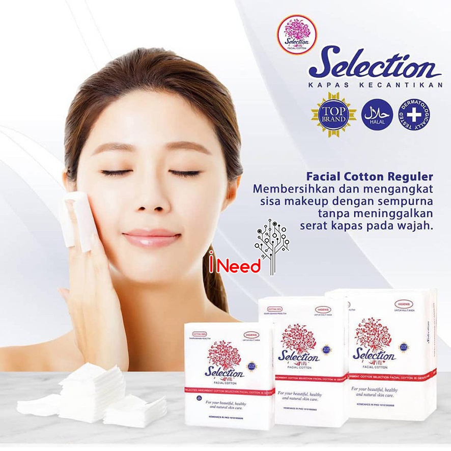 (INEED) KAPAS TIPIS SELECTION SERIES - KAPAS SELECTION FACIAL COTTON TIPIS (COTTON BUD-BULAT-FACIAL COTTON)