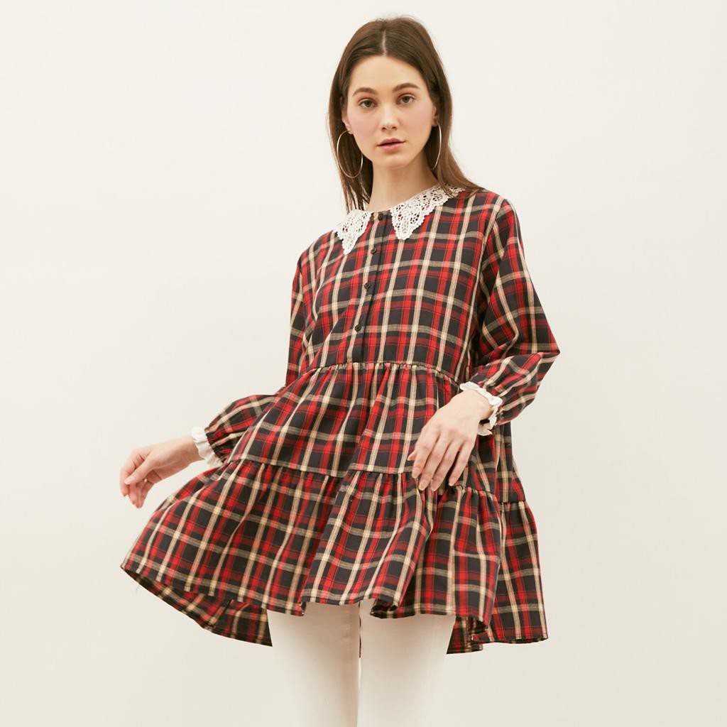 Kukky Top Kemeja Kotak Flanel Tunik Fashion Korean Style Kukky Top Kemeja Kotak Flanel Tunik Fashion Korean Style