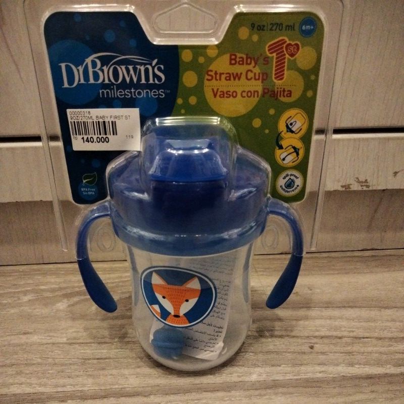 Dr Brown Baby's First Straw Cup 270ml / 6m+ / Botol Minum