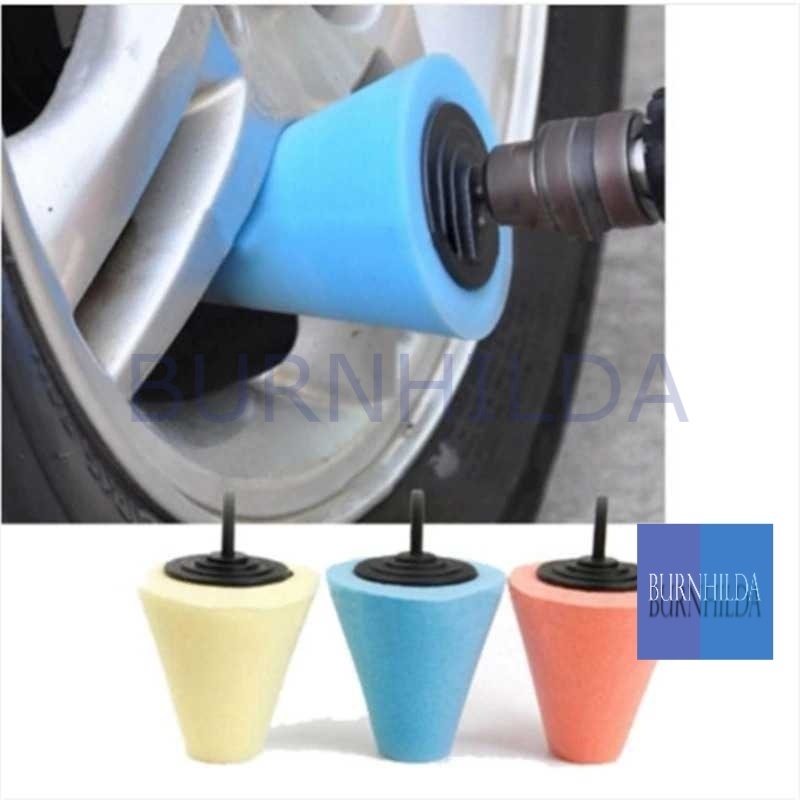 Spons Brush Bor Listrik Velg Mobil Polishing Cone Sponge mobil motor burnhilda