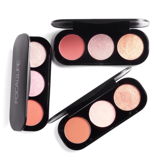 FOCALLURE 3 warna Blush &Highlighter Palette Face Highlighter