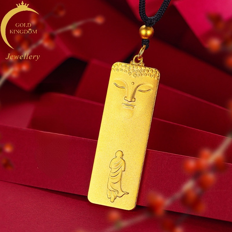 Goldkingdom Perhiasan Fashion 24K Bangkok Aksesoris Ready Stock Satu Hati Sampai Buddha Liontin Pria Zen Metode Kuno Pencerahan Berlapis Emas Asli Kadar 375 Buddha Amulet