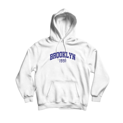 Broklyn 1991 Bordir - Jumper Hoodie Broklyn 1991 Hitam Fleece Tebal Unisex