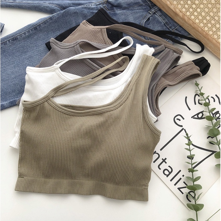 DF BR185 Bh Tanktop Crop Top Tali Samping Pakaian Dalam Wanita Cewek Korea Tank Top Cup Bra