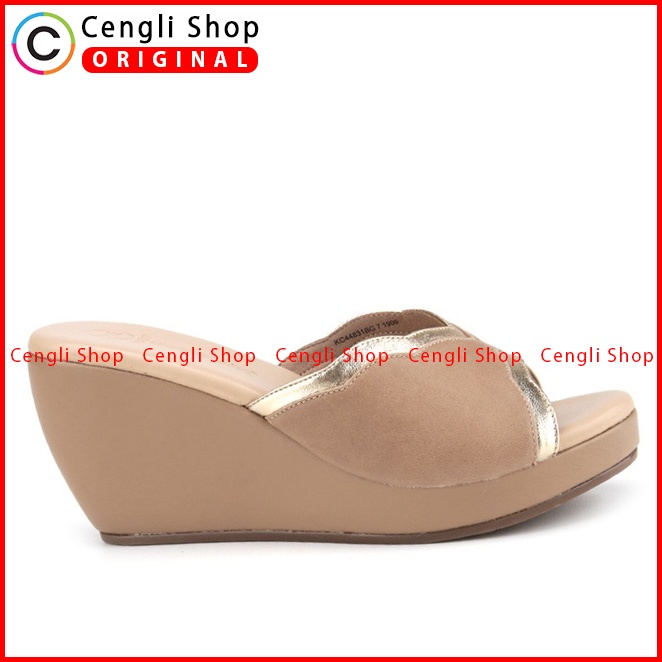 SANDAL WEDGES KULIT HUSH PUPPIES WANITA ORIGINAL TERBARU COKLAT HW39