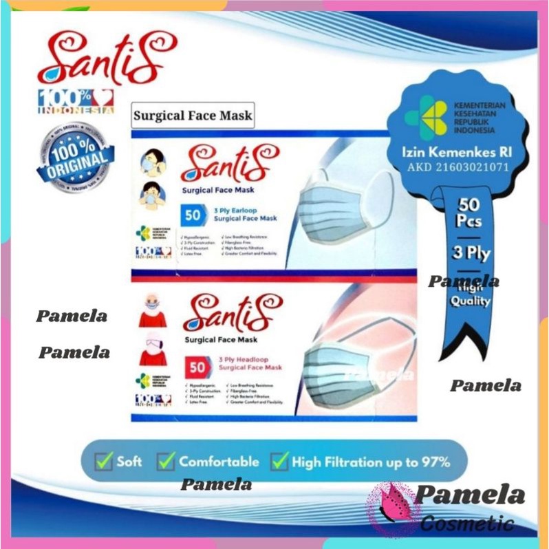 ❤ PAMELA ❤Masker Duckbill Dewasa dan Santis Earloop Headloop