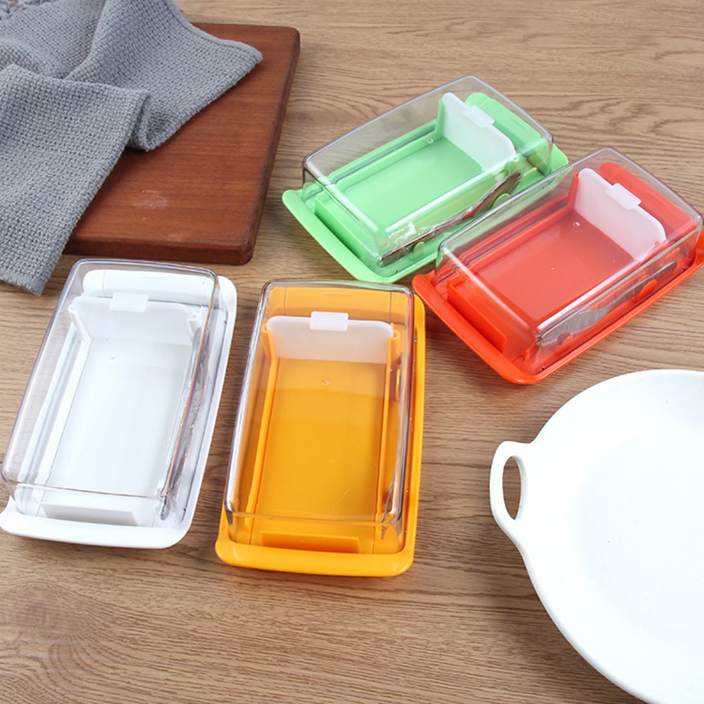 【COD Tangding】Kitchen Portable Butter Box Household Transparent Butter Cheese Case Sandwich Lunch Cheese Cutting Food Container