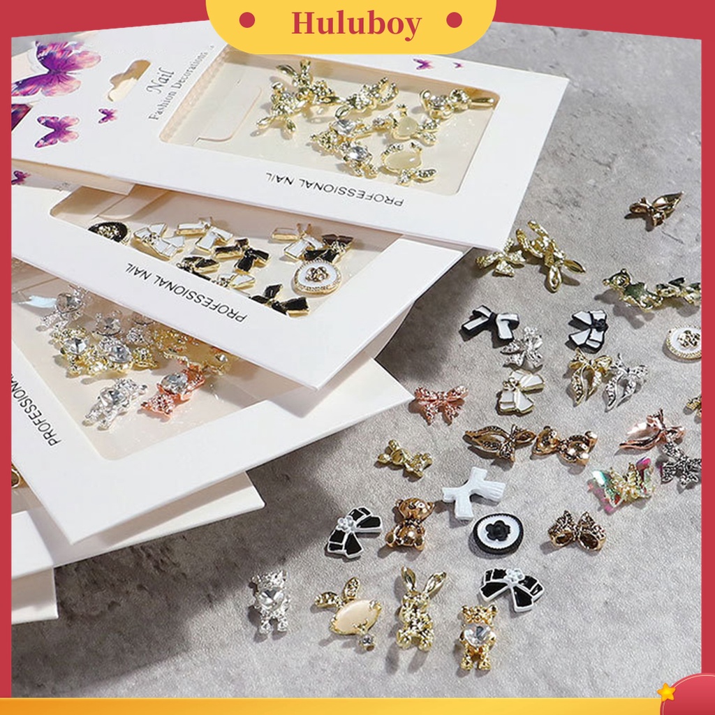 Huluboy Huluboy♡ 1 Kantong Ornamen Pita Aurora Coating AB Coating Bahan Alloy Aneka Bentuk Untuk Dekorasi Nail Art Wanita