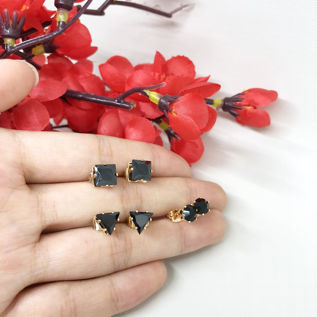 Anting Xuping Model Tusuk Batu Hitam - BE198