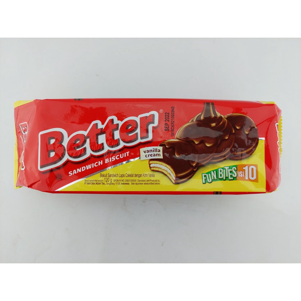 

BETTER SANWICH 120 GR BISCUIT FUN BITES ISI 10 VANILLA CREAM BETTER PACK