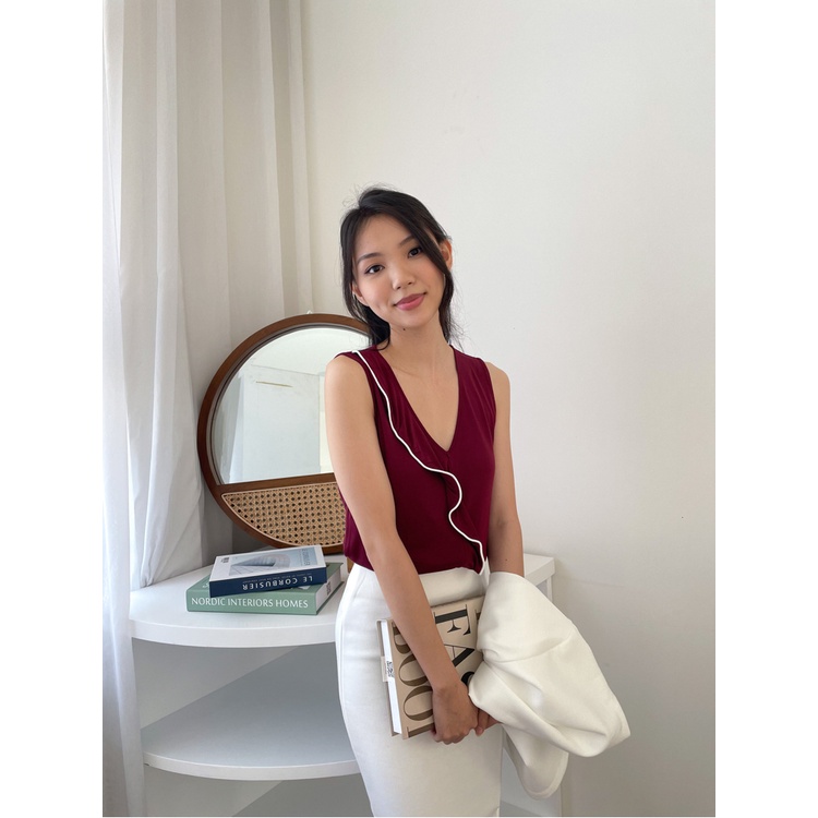 Kadaka T-0204 Blouse Sleeveless Ruffle