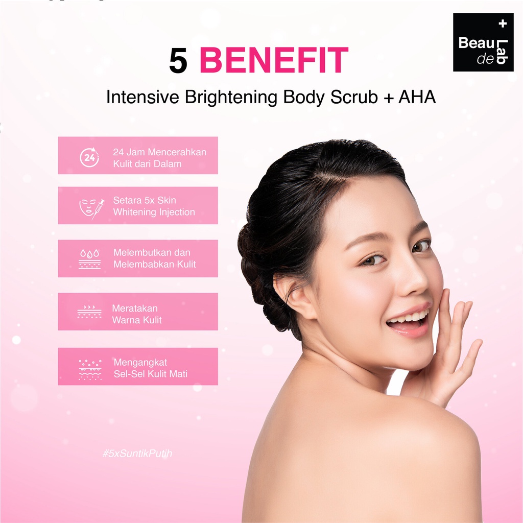 Beaudelab Intensive Brightening Body Scrub + AHA | Pemutih Kulit Instan Cepat NewLab New Lab