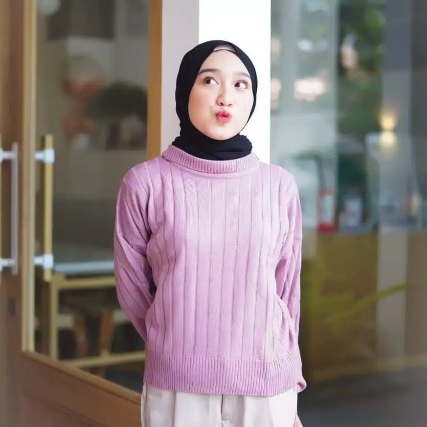 DISKON VIBE TURTLE KNIT - sweater korea / sweater wanita / knitwear / knit sweater / atasan rajut / murah