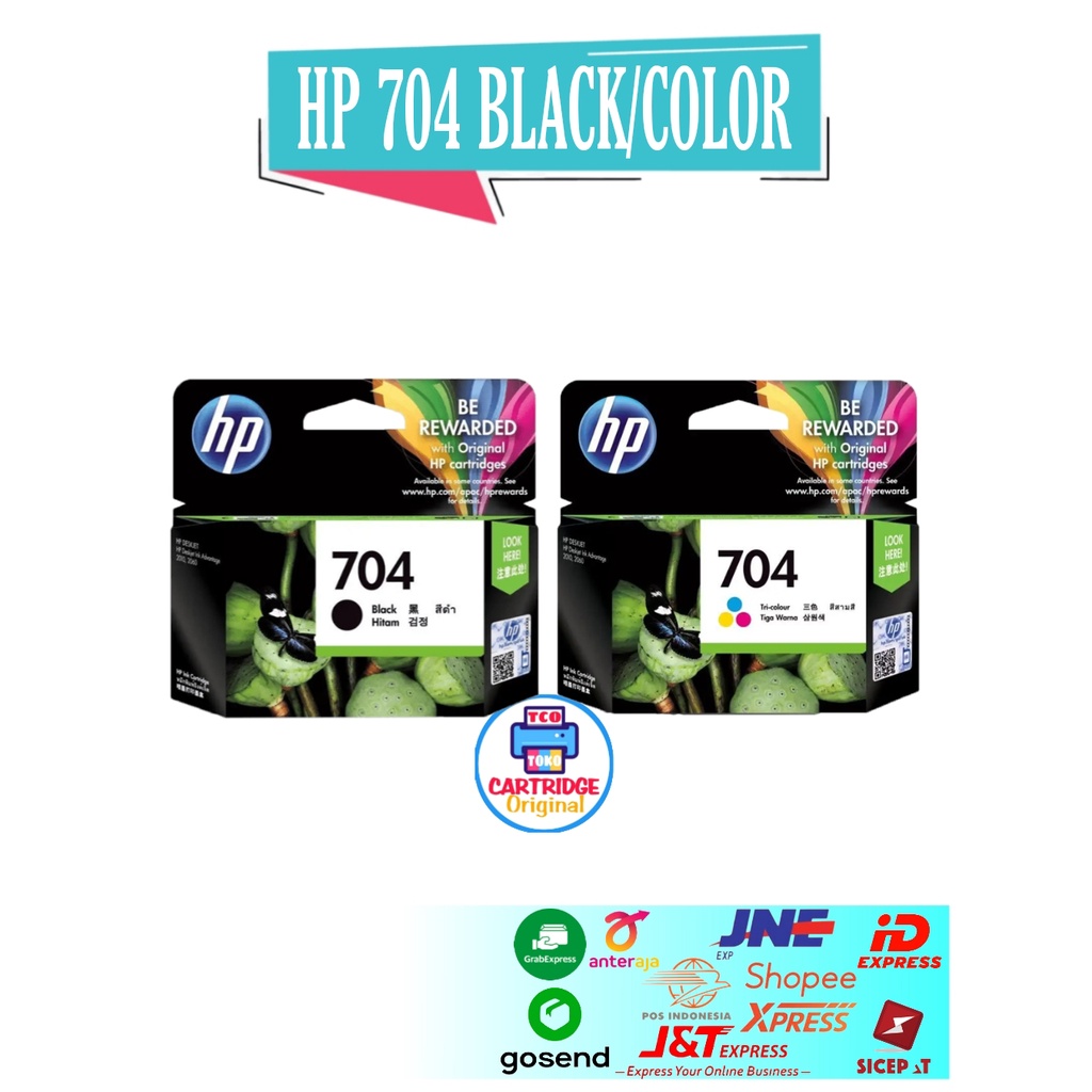 SET Cartridge HP 704 Black Color Tinta Printer Deskjet 2010 K010 2060