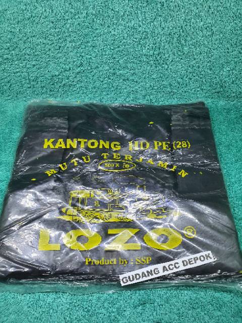 KANTONG PLASTIK/ KANTONG KRESEK LOZO TEBAL HITAM UKURAN 17 24 28 35 40 CM