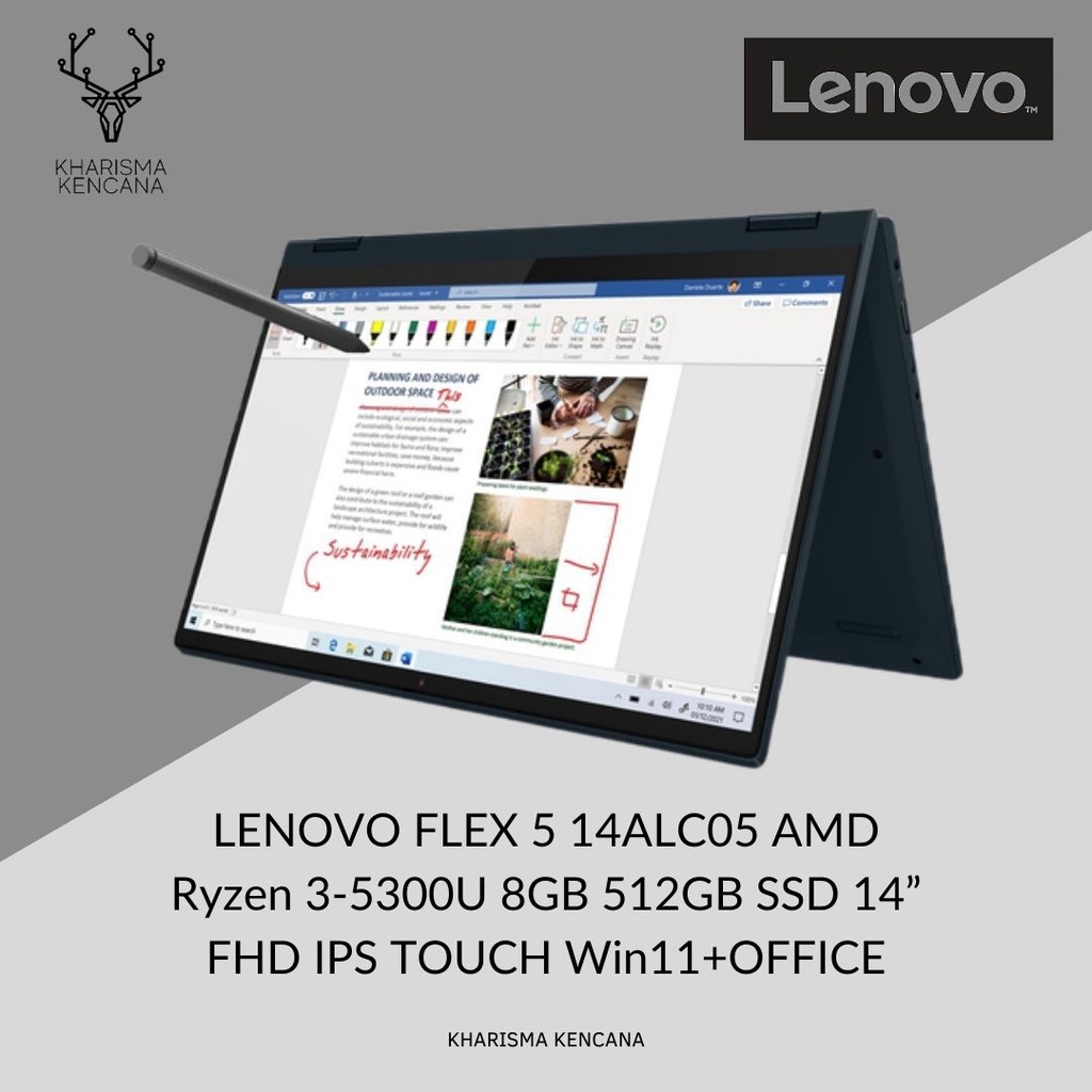 LENOVO FLEX 5 14ALC05 AMD Ryzen 3-5300U 8GB 512SSD 14”FHD IPS TS Win11