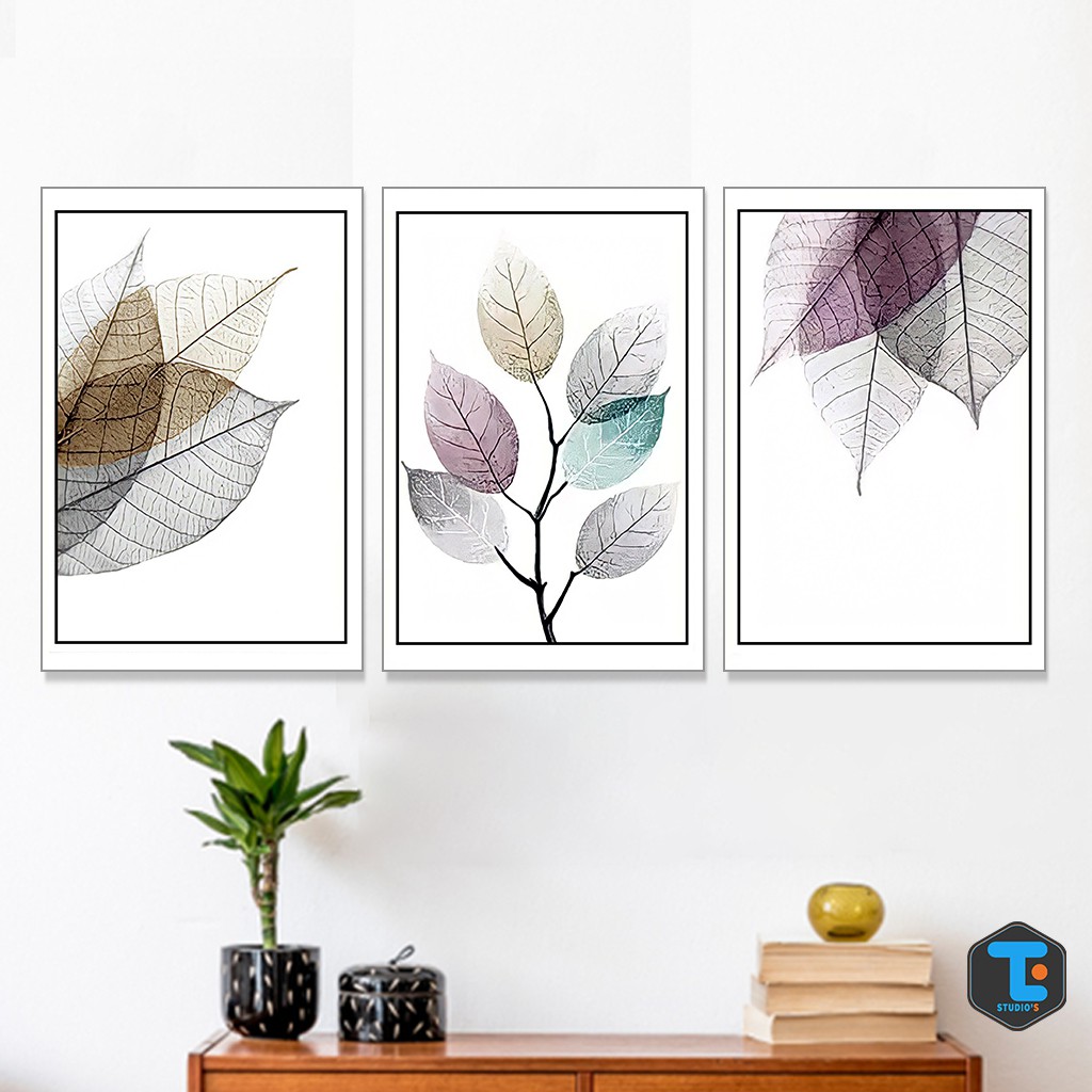 Hiasan Dinding Daun Abstrak Minimalis Dekorasi Ruang Tamu Kamar Tidur Poster Lukisan